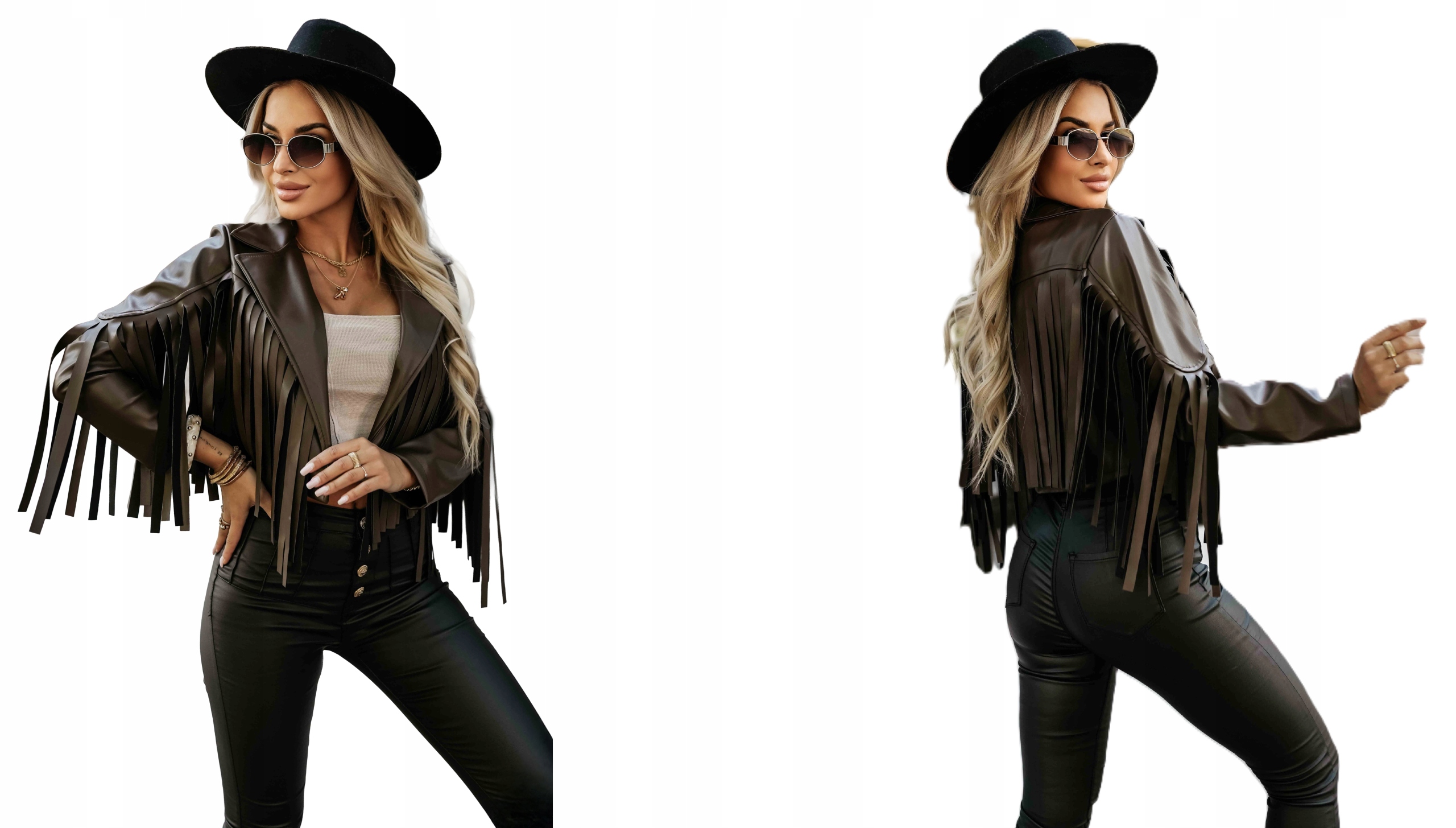 Velmi Krátká Ramoneská Bunda S Dlouhými Čokoládovými Střapci