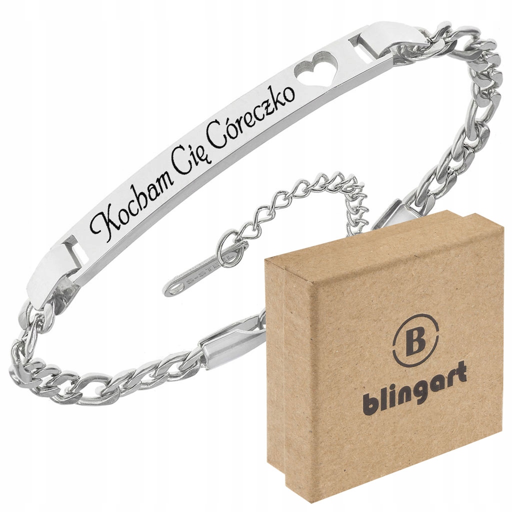 

Bransoletka z grawerem dla Córki serce Pancerka