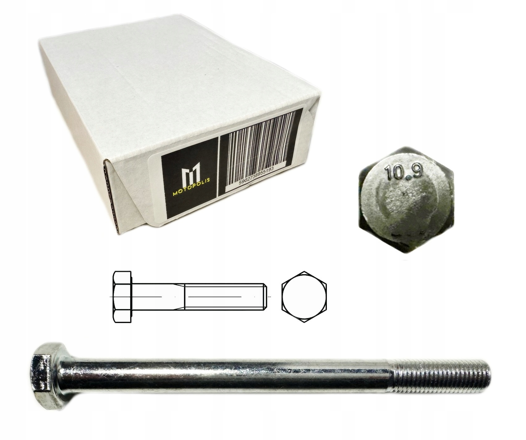 Šroub M10X1,25X140 S Jemným Závitem 10,9 Pozink Din 960 1 ks Nejvyšší Kvalita