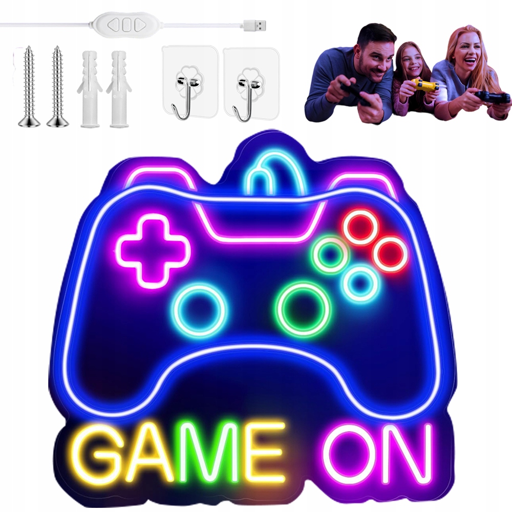 Neonová Lampička Gamepad Stmívač Led Dekorace Stěna Ozdoba Do Pokoje Gamera