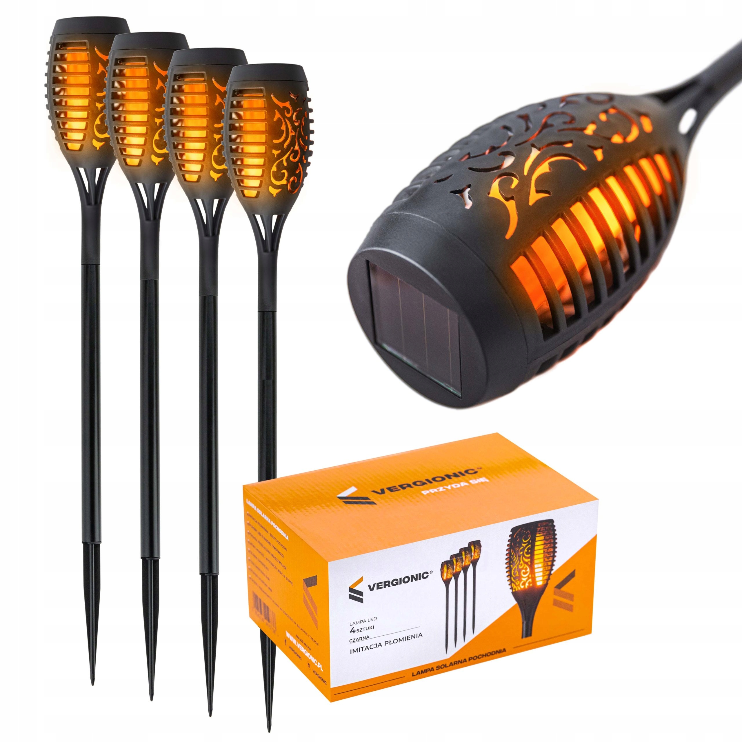 LAMPA SOLARNA POCHODNIA LAMPKI SOLARNE DO OGRODU OGRODOWE LED 4 SZTUK Kod producenta 2371