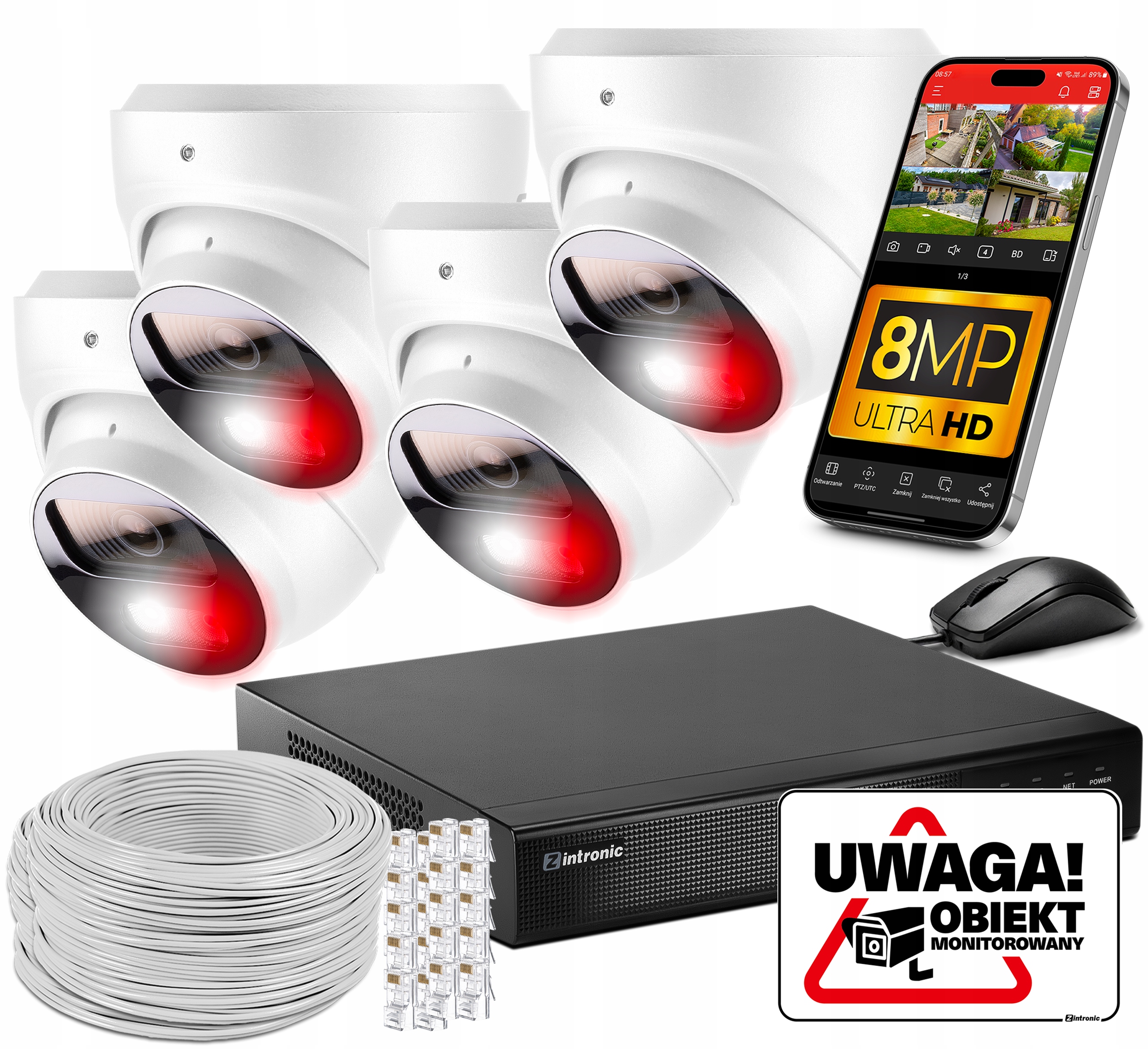 Monitorování Obchodu 4 kamery Poe 4K Uhd 8MPx Kopulky Detekce, Audio Záznam