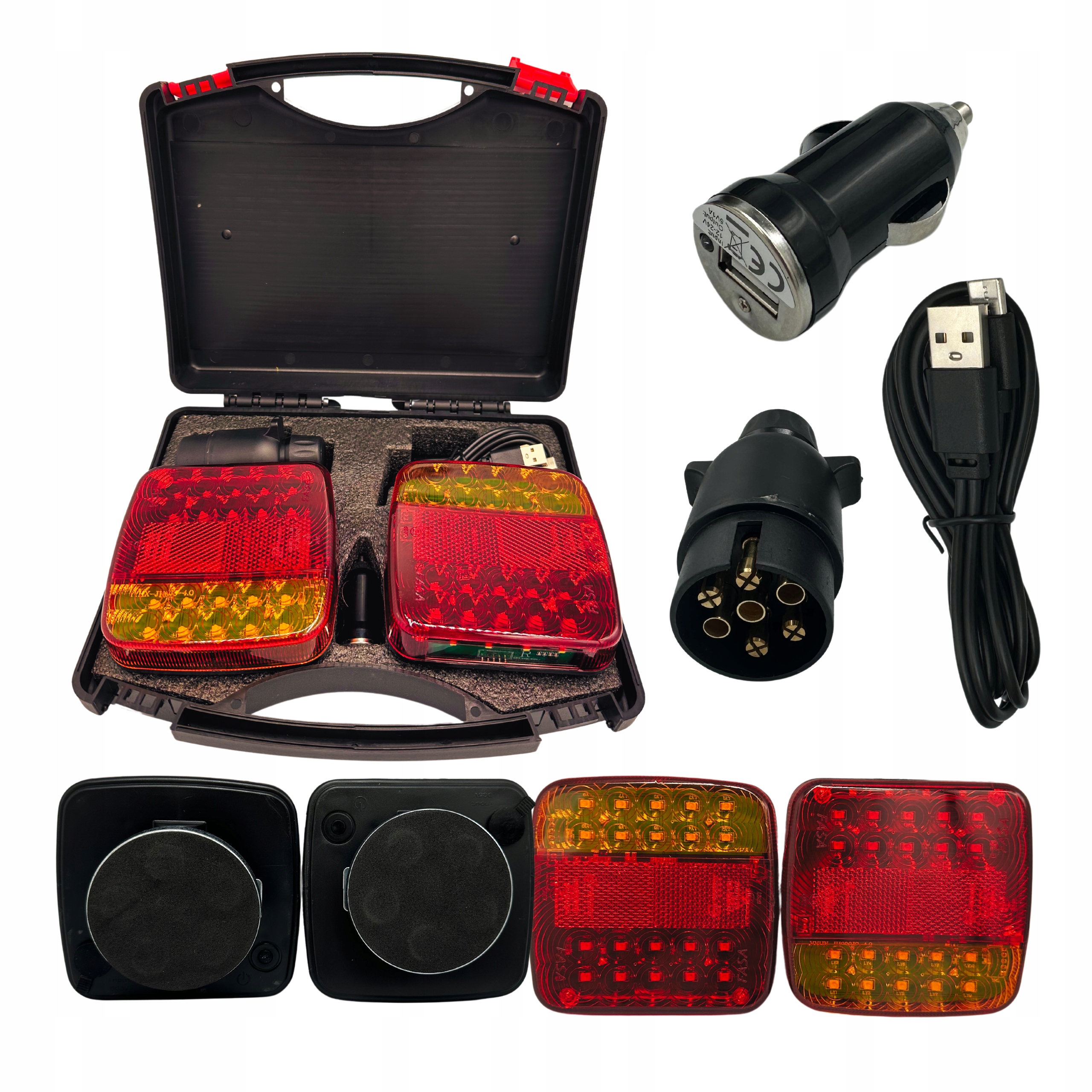 Bezdrátové zadní Led lampy pro přívěs, sada na magnet 12V 24V