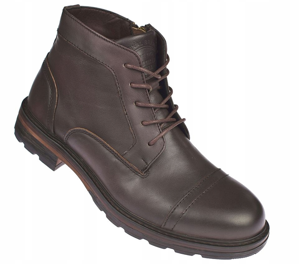 Pánské kožené trapery zateplené na zip CY166 hnědé vel