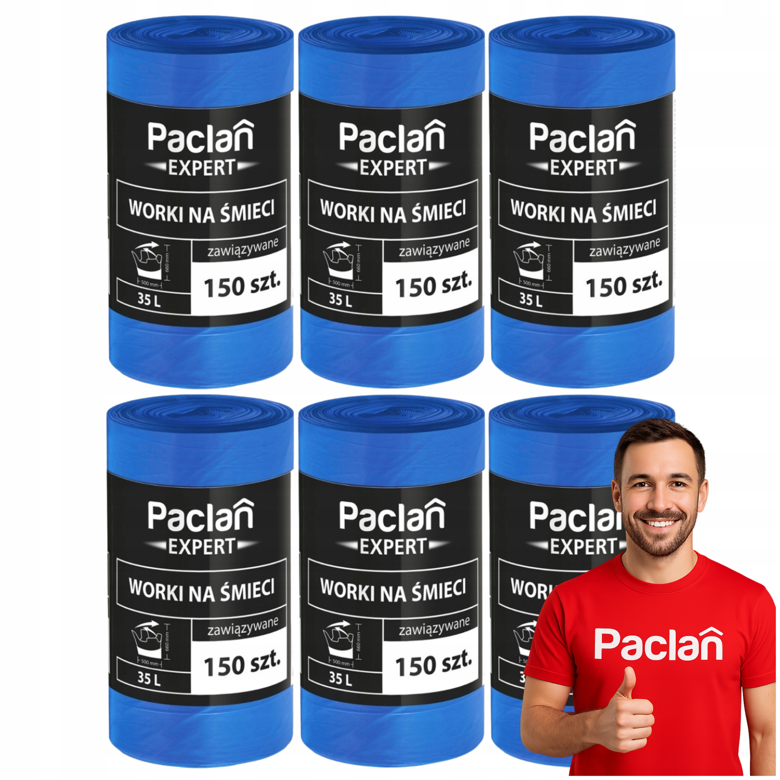Levně Sáčky na odpadky 35 l 150 ks Paclan Expert, vázané, silné, nepraskající
