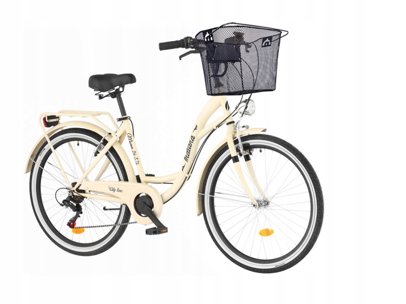 Rower miejski Indiana Moena S7B 26 cali damski Koszyk VKS-105 Stalowy