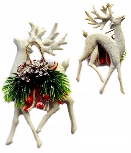 BOMBKI ZAWIESZKI RENIFERY NA CHOINKĘ 2szt