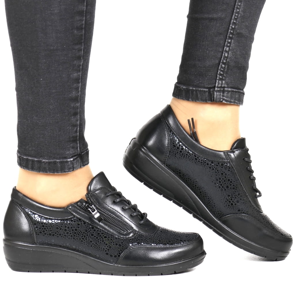 Černé Dámské Polobotky Na Klínku Se Zipem, Vložka S Křížkem, Pohodlné, Velikost 36