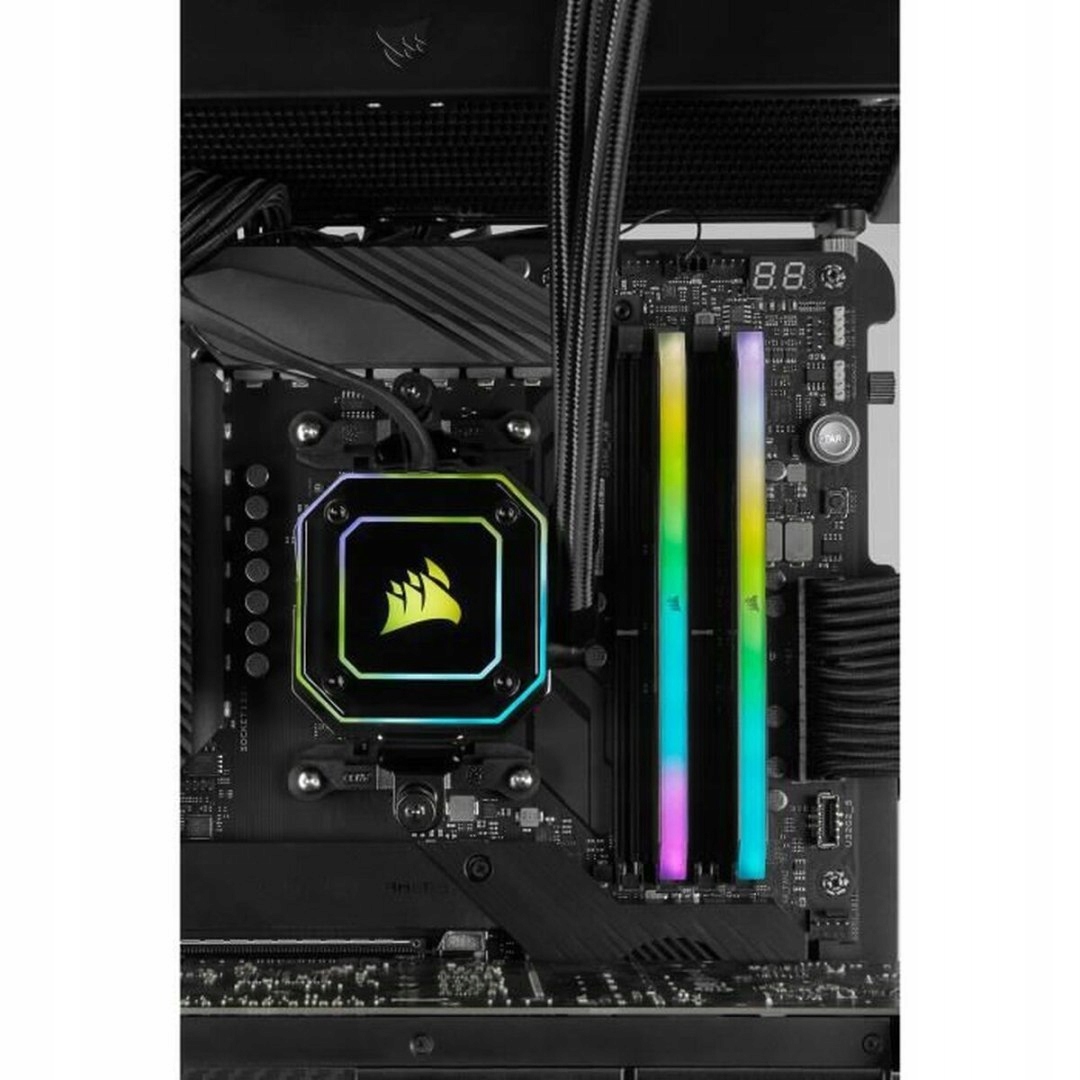 CORSAIR DDR4, 3200MHz 32GB 2x16GB Dimm, 16-20-20-38, XMP 2.0, Vengeance RGB RT Heatspreader, RGB LED, Black PCB, 1.35V, for AMD Ryzen — 6