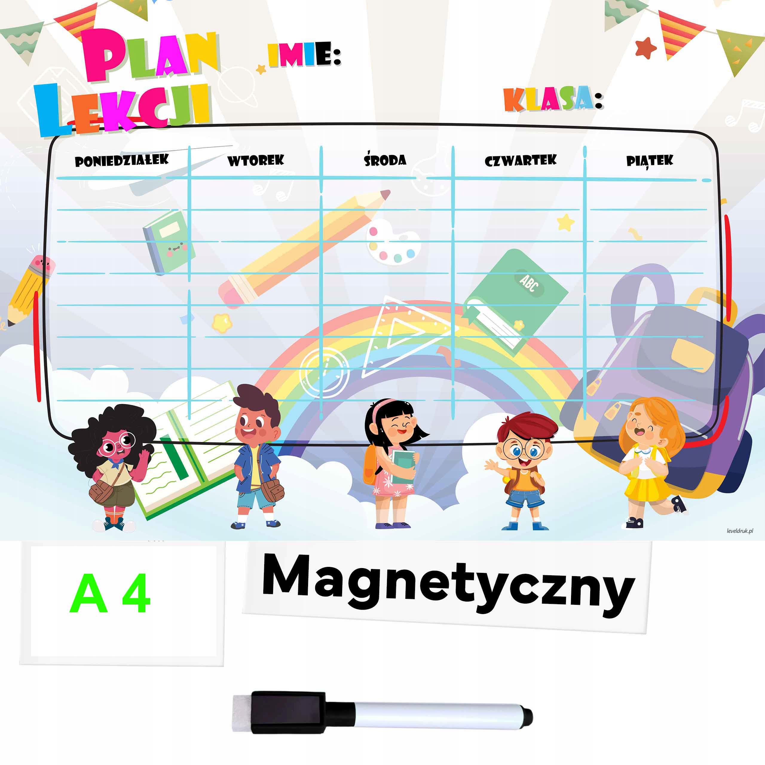 PLAN LEKCJI - PLANNER TABLICA MAGNETYCZNA NA LODÓWKĘ - A4