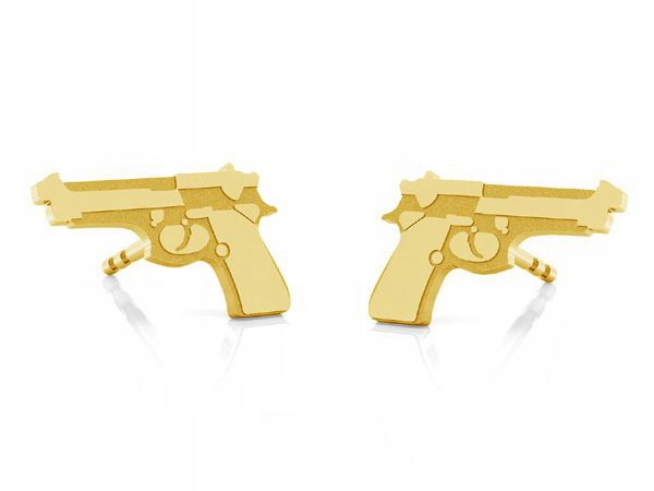 

Pistolet Gun srebrne Pozłacane kolczyki Beretta