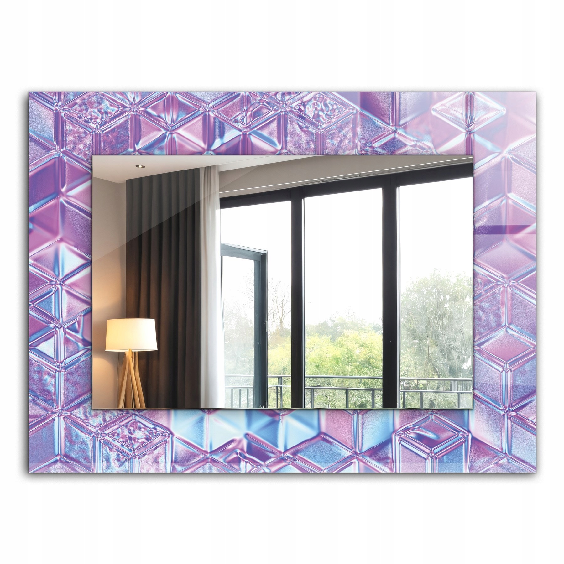 Zrcadlo s potiskem XXL 80x60 cm Průhledné barevné kostky