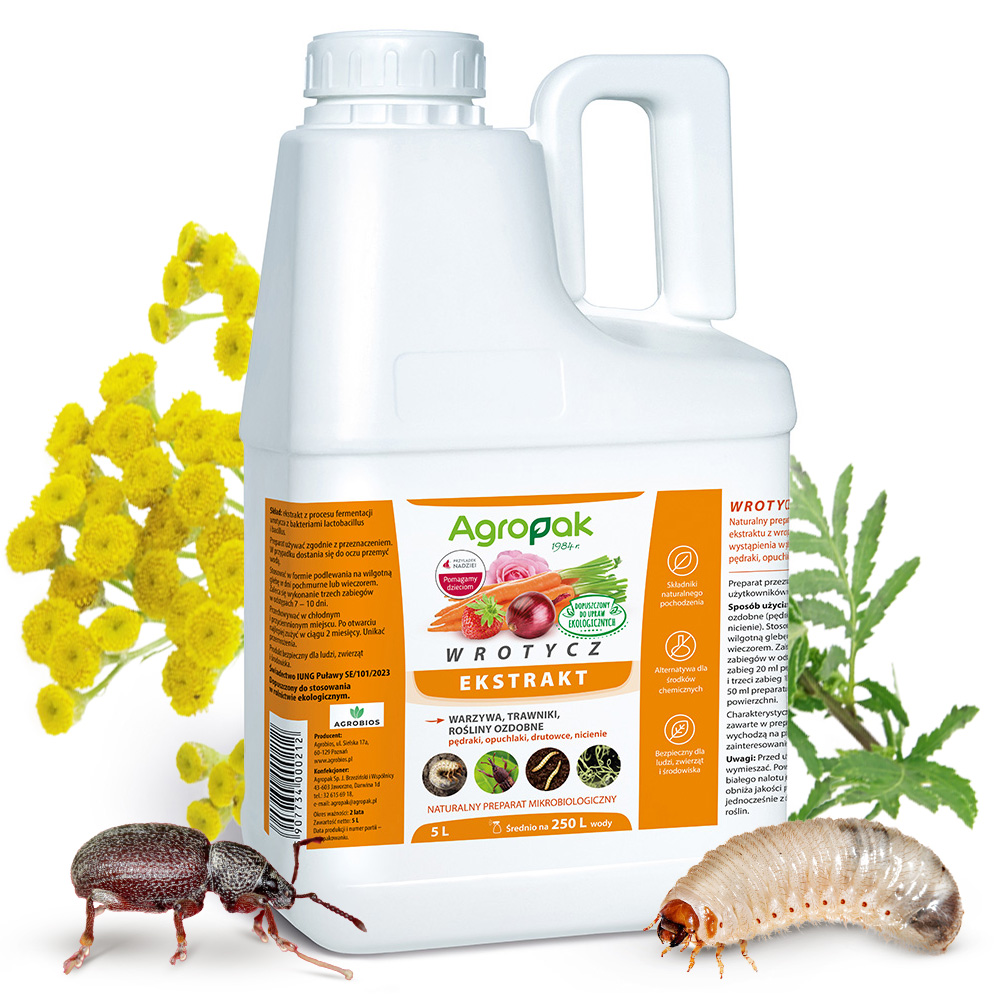 Wrotycz Ekstrakt Oprysk Na Pędraki Opuchlaki Drutowce Nicienie Agropak 5L