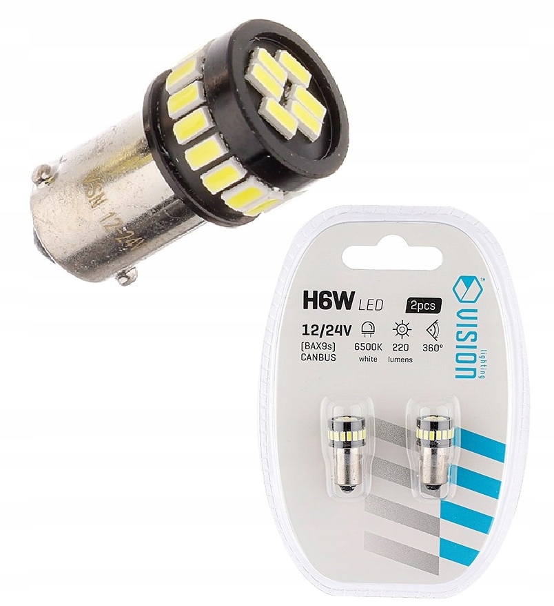 

1x H6W BAX9S Mocna Żarówka Smd Led Canbus 24V_ Tir