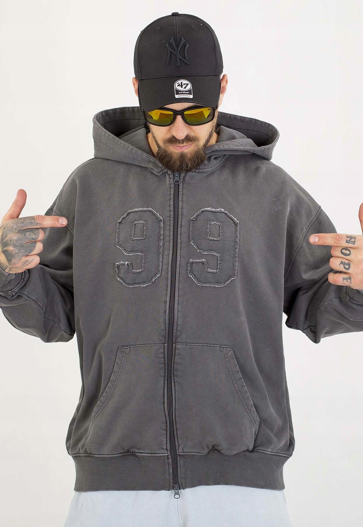 Mikina Prosto S kapucí na zip Zip99 grafitová