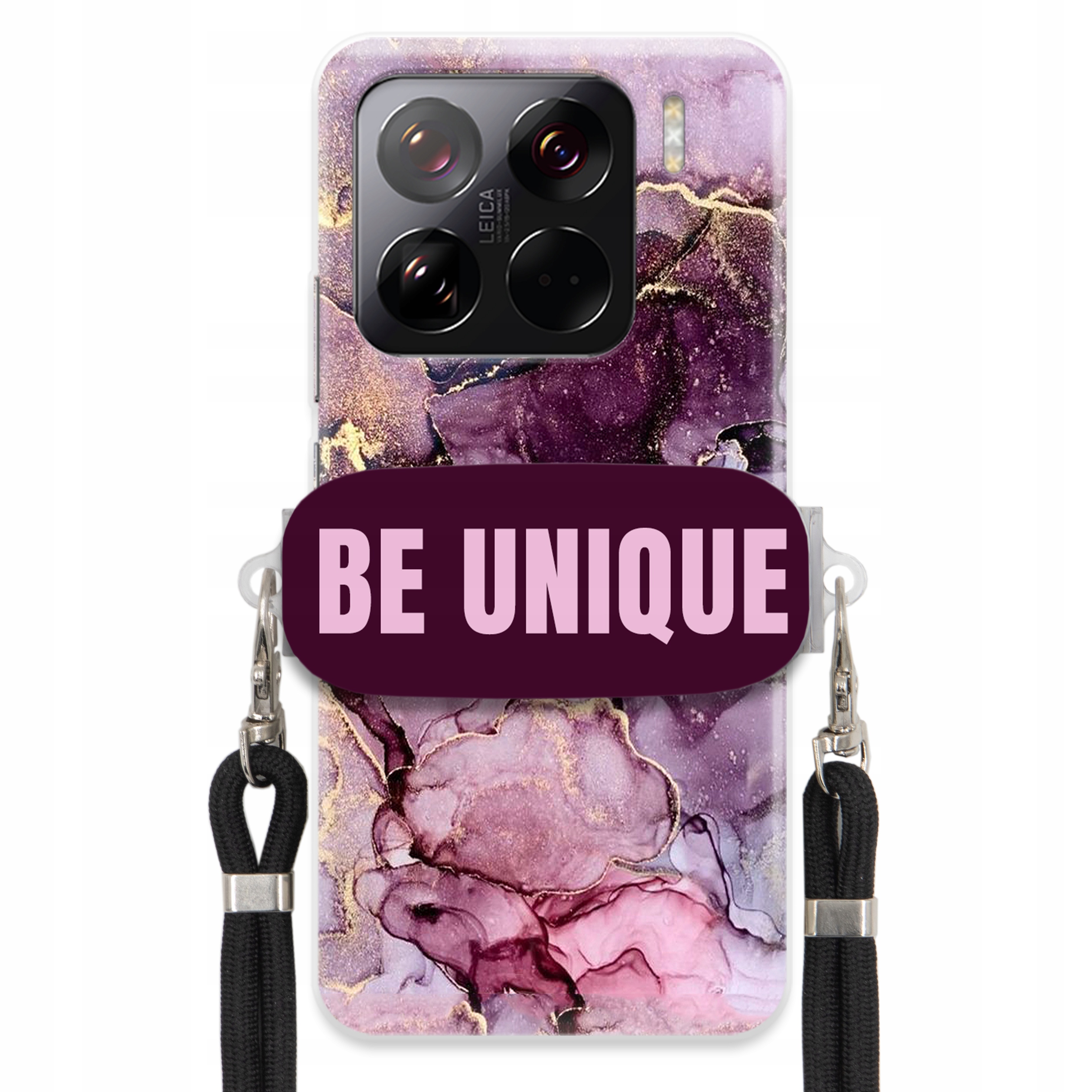 Prémiové puzdro pre Xiaomi 15 Pro Case Uchywt Šnúrka Čierna Fialový Mramor