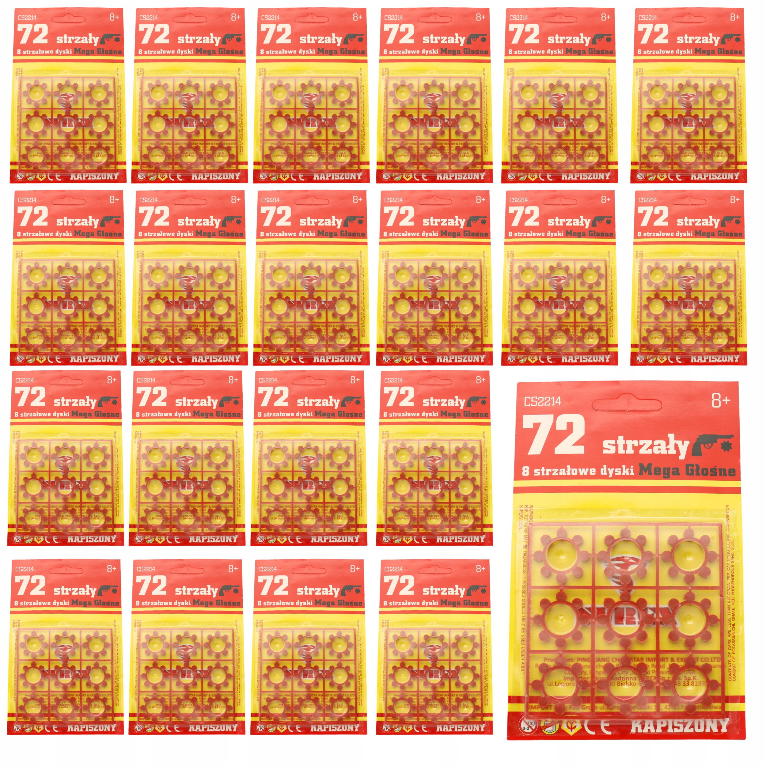 KAPISZONY HUKOWE SPŁONKA 8 STRZAŁÓW DO PISTOLETU x20 1440 STRZAŁY PISTOLET