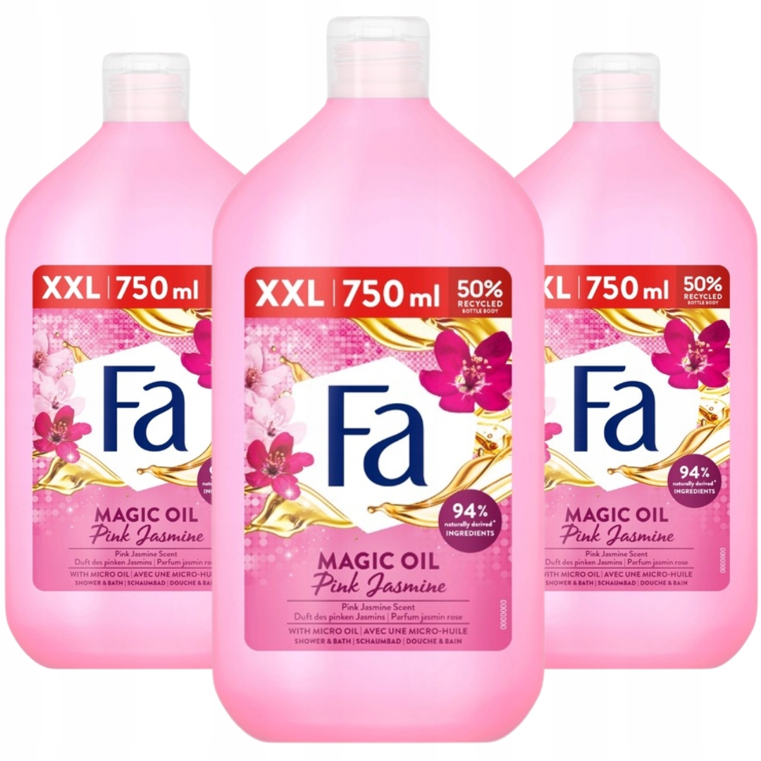 Fa sprchový gel a do koupele Magic Oil Růžový jasmín 750 ml x3