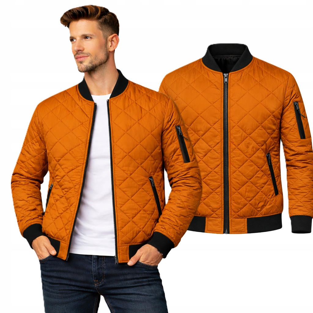 Kurtka męska bomber bez kaptura przejściowa wiosenna na co dzień L