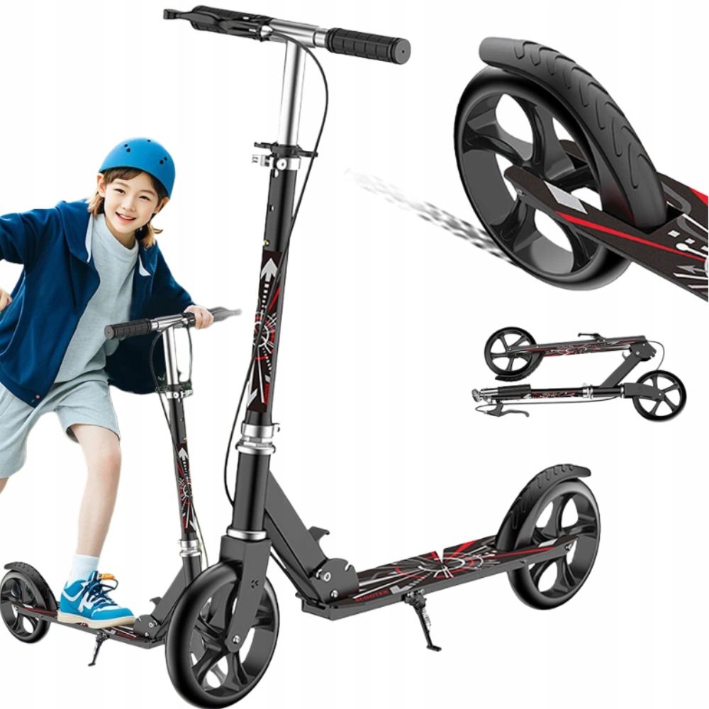 Duża składana miejska hulajnoga 78-104cm hamulec ręczny dwukołowa duzy