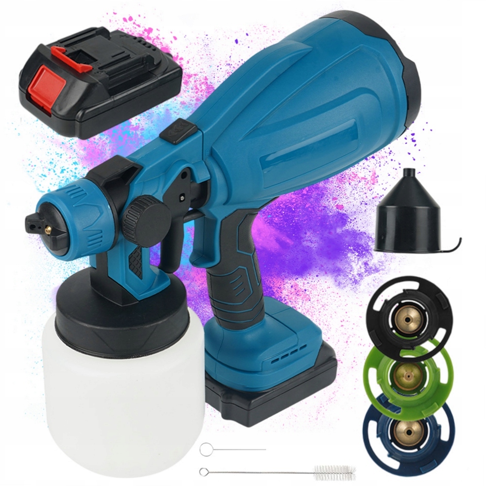 Malířská Pistole Na Malování Stěn 3 Trysky 50 Din 1000 ML 2 Baterie