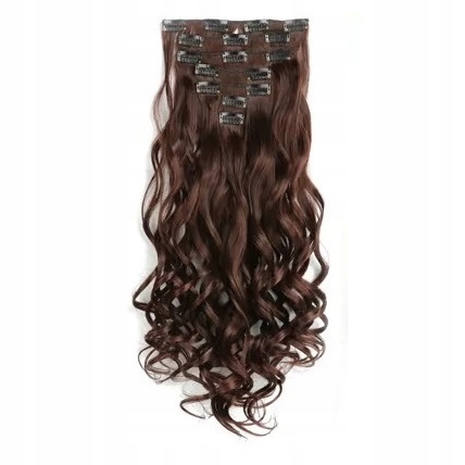 Clip-in Vlasy Kudrnaté Vlnité Připínací 7 Pásků Na Sponky burg bronz M2/33