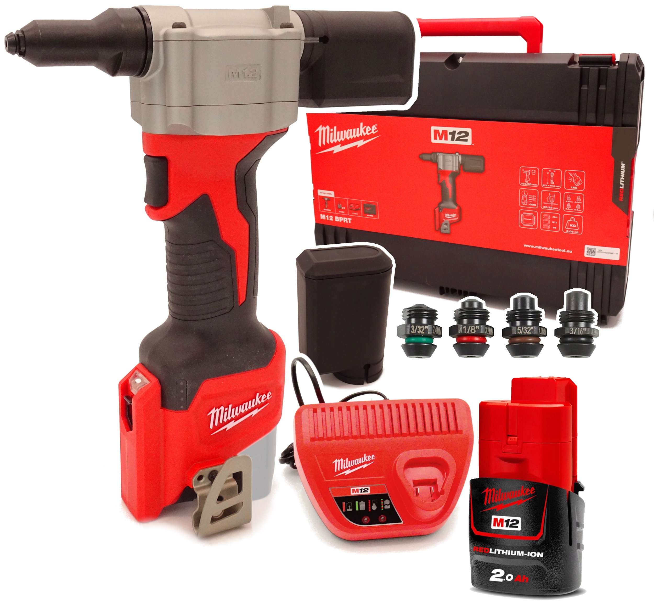 Milwaukee M12 BPRT-201X Akumulátorová nýtovačka Sada 4933464405