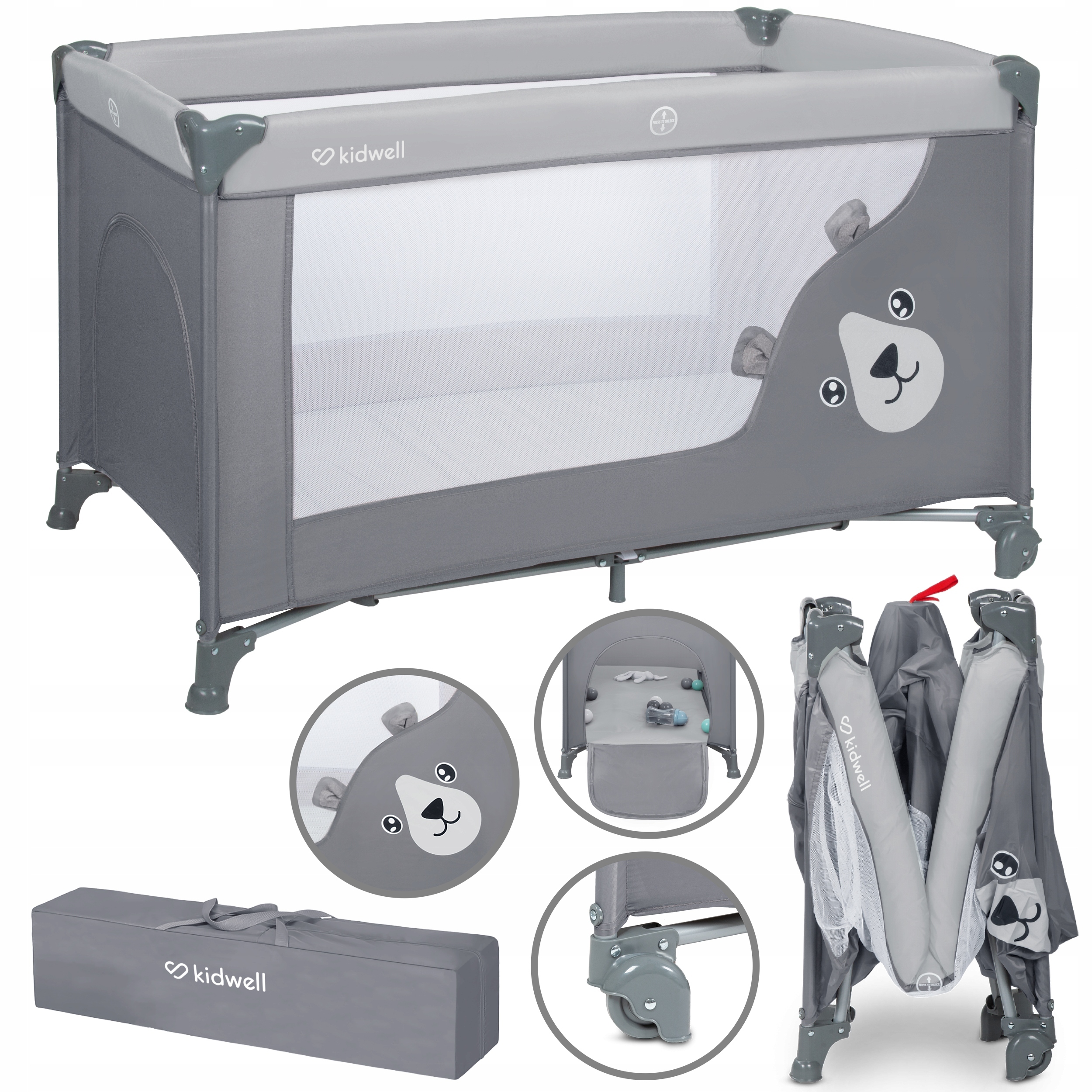 Turystyczne Łóżeczko Składane Jednopoziomowe Kidwell Blissy Basic Gray