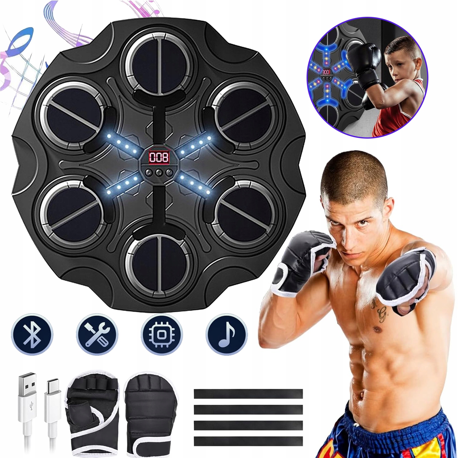 Hudební Boxovací Stroj, Bluetooth Led Boxovací Stroj, Montáž Na Stěnu