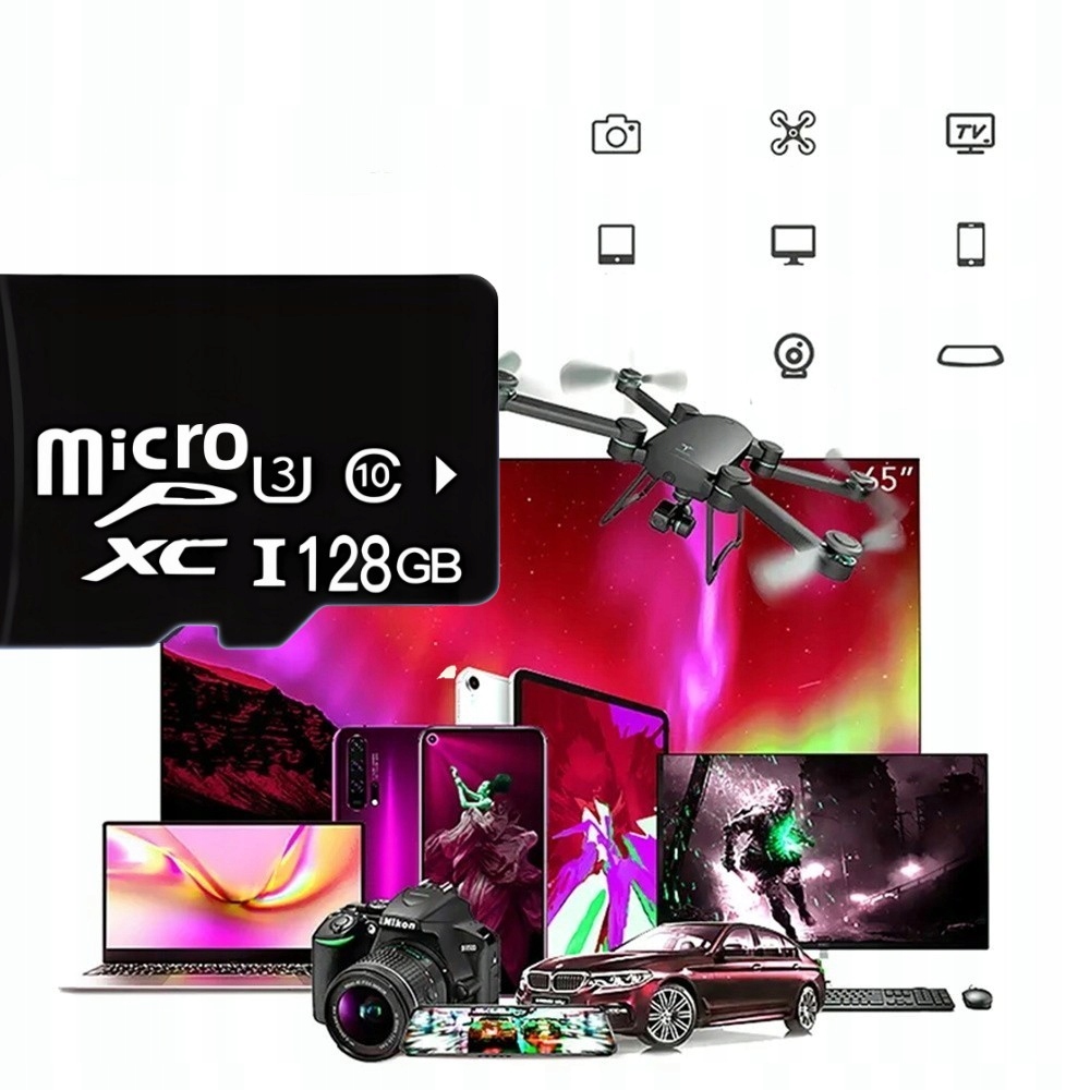 UNIVERSALNA 128G MICRO CLASS 10 SAYBKA MEMORY CARD SDXC CARD 100m/s Format karty SD