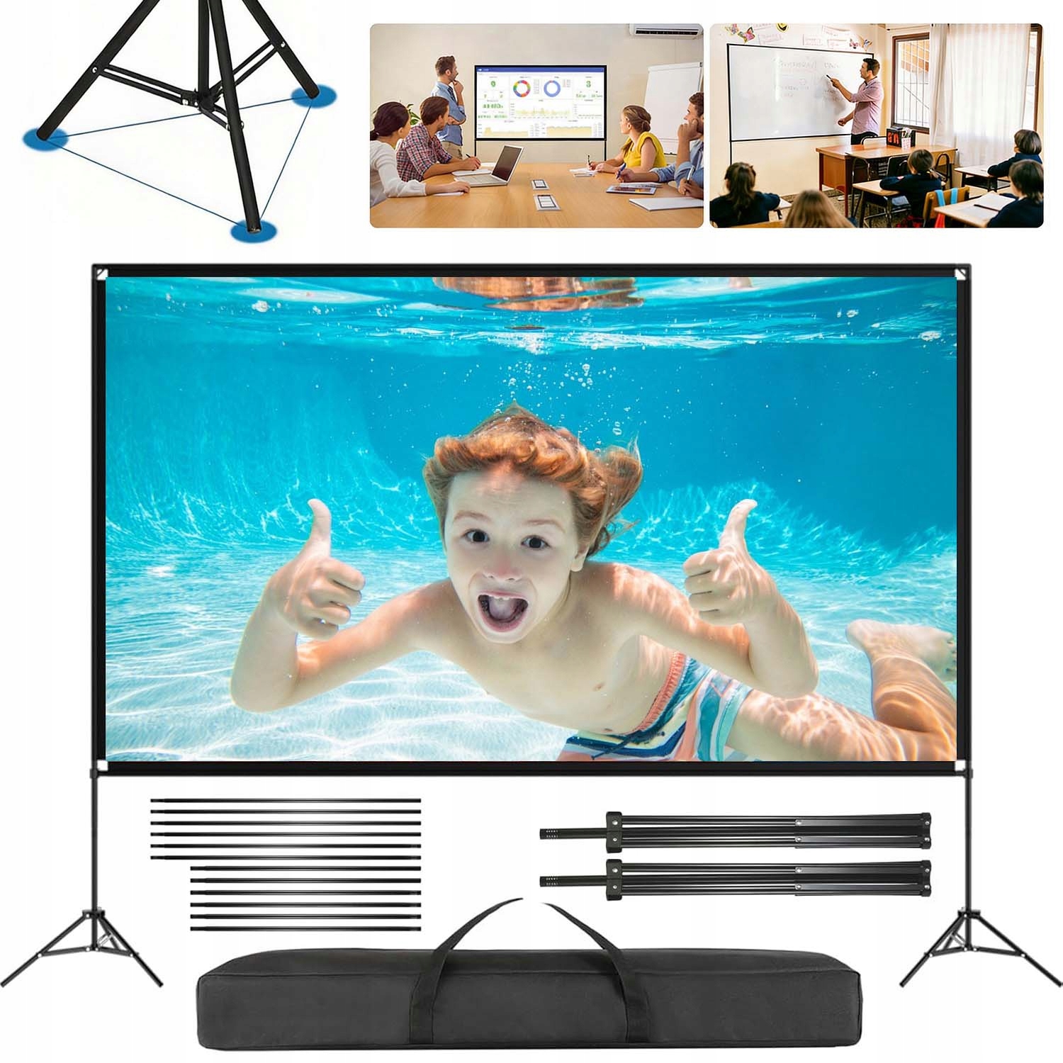 Projekční Plátno 100 Palců 100" Stativ 16:9 4K Hd Přenosný Propvue Taška