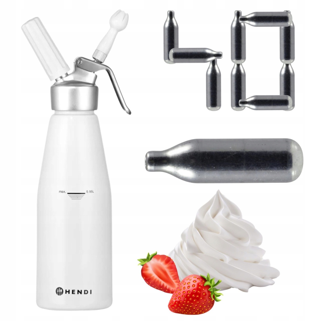 Sifon na šlehačku 1 l sada 40 nábojů N2O Hendi 588376