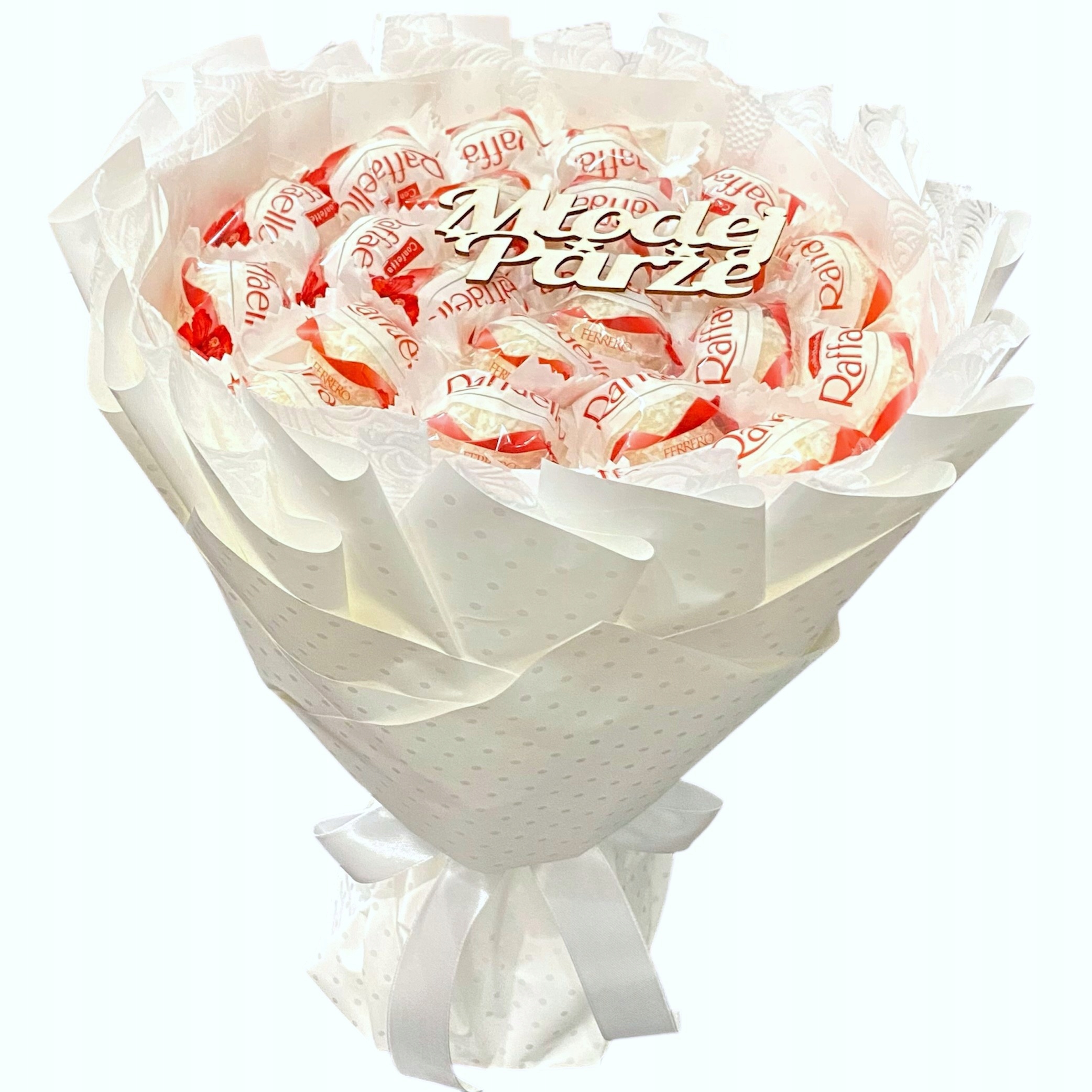 Bukiet ze Słodyczy Zestaw Prezentowy na Wesele Ślub dla Pary Młodej napis