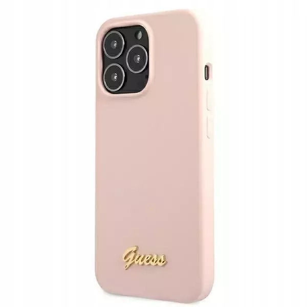 Guess Silicone Script MagSafe – Pouzdro pro iPhone 13 Pro Max (růžové)