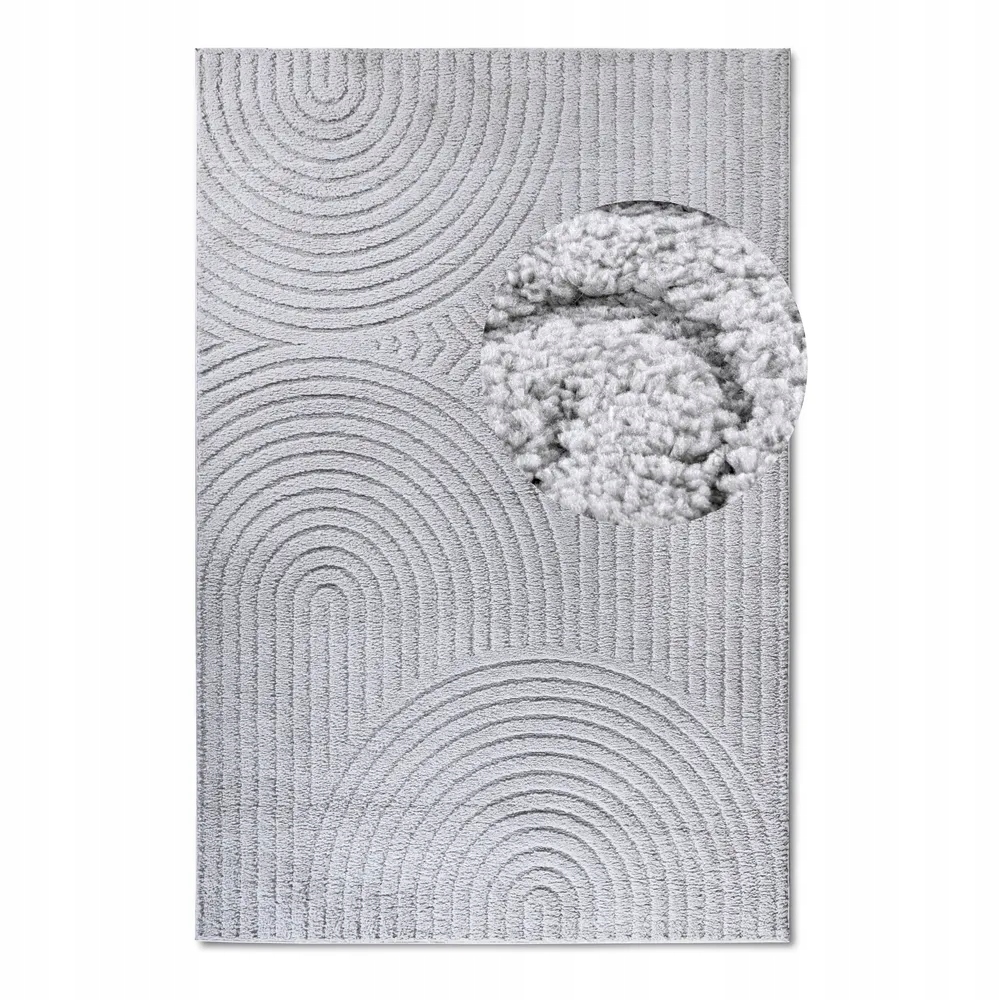 Plyšový koberec do obývačky 160 x 235 cm, svetlosivý, moderný vzor