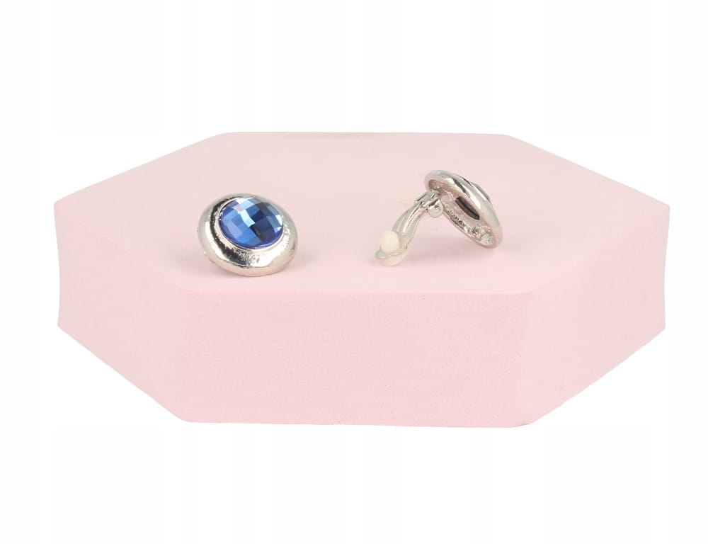 Klipsy do uszu srebrno-niebieskie Marka bez marki