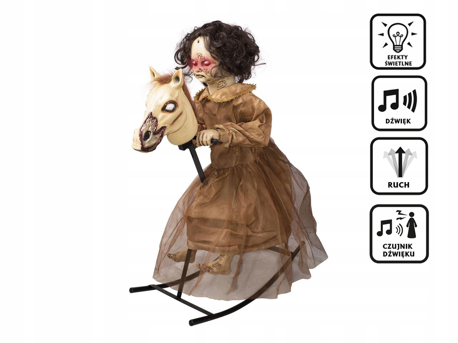 Interaktívny koník na póloch Prekliate dievčatko, Halloween, 1 m