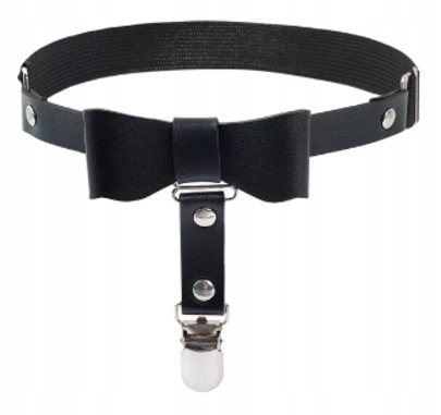 PODWIĄZKA SKÓRA CZARNA KOKARDA