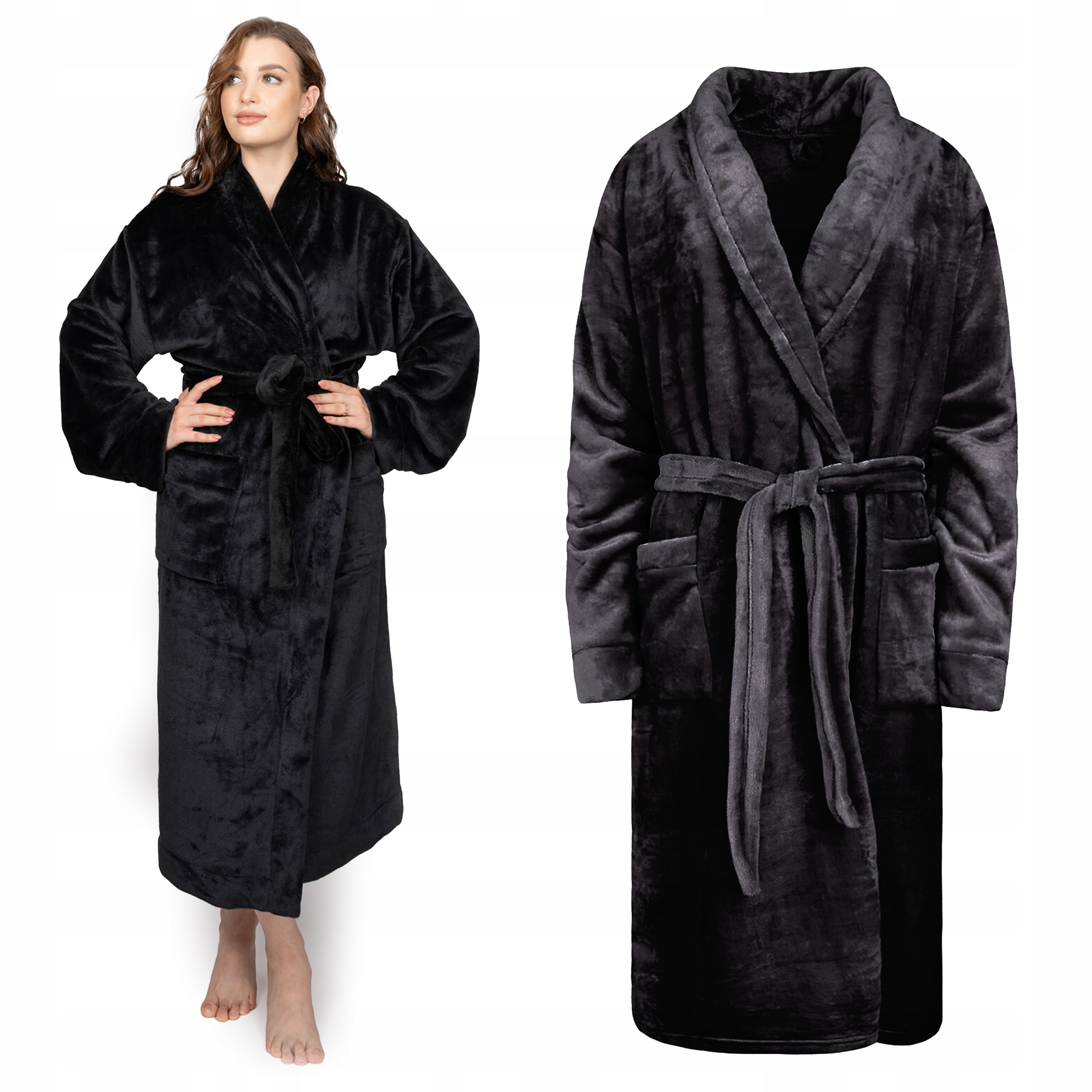 Župan Wellsoft Unisex Měkký Teplý Silný Elegantní XL Chila Černý