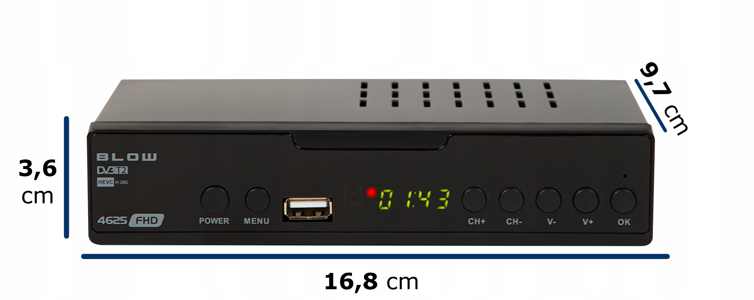 TUNER DEKODER DVB-T2 TV NAZIEMNEJ H.265 HEVC FULL HD USB HDMI PILOT BATERIE Rodzaj tunera DVB-T2
