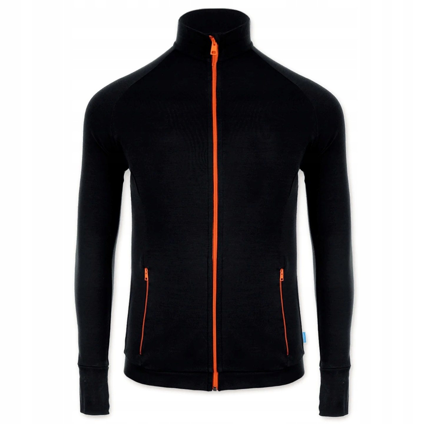 Bluza męska z wełny merino 100% sportowa z stójką czarna XL