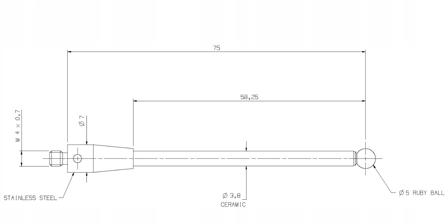 HAAS A-5003-0236 Trzpień pomiarowy do sond Renishaw M4 - D5 - L75 Kod producenta A-5003-0236