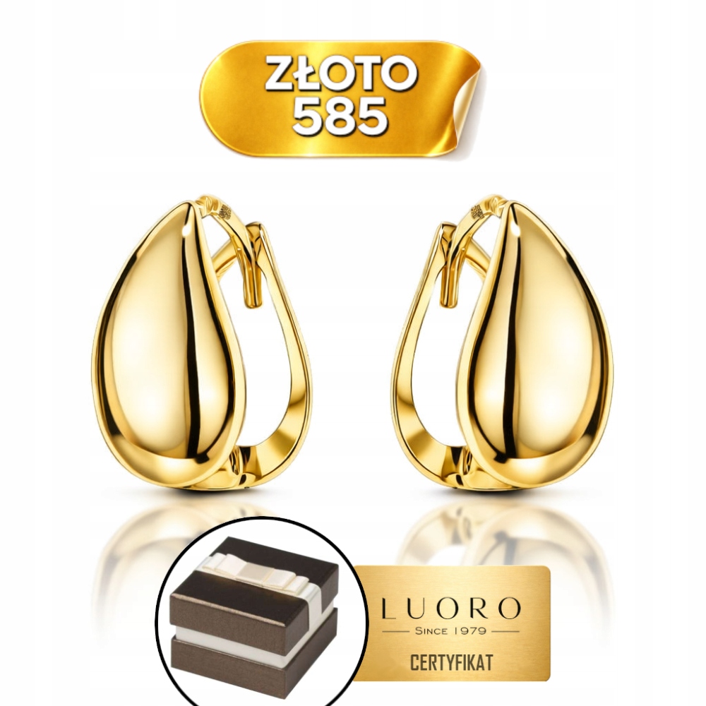 Náušnice Zlaté 585 14K Slzy Anglické Zapínání Elegantní 1,16 CM