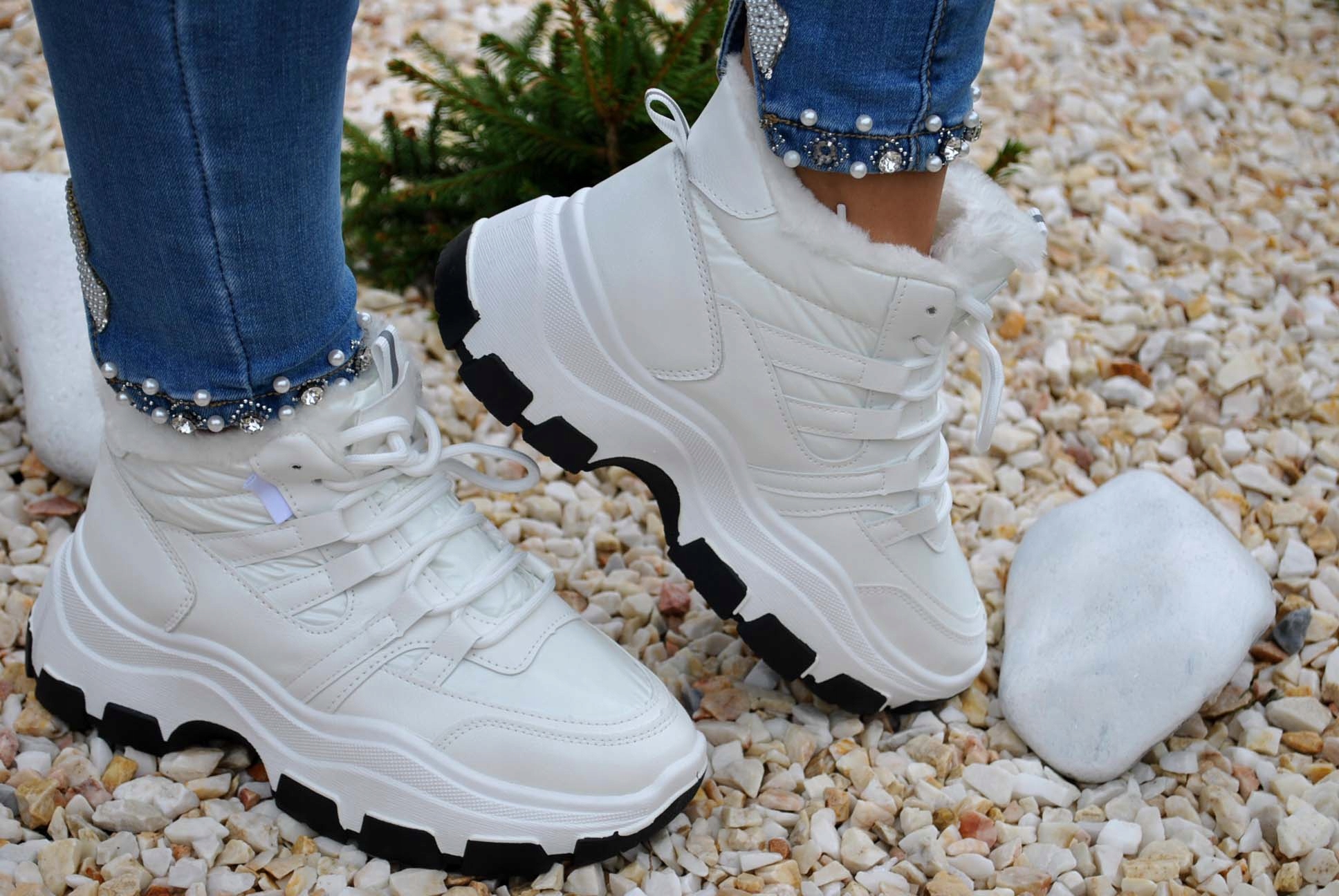 BUTY ZIMOWE OCIEPLANE TREKINGOWE SNEAKERSY BOTKI TRAPERY ŚNIEGOWCE SPORT Rozmiar 38