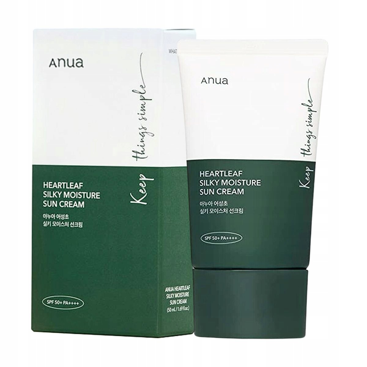 Anua Hydratační opalovací krém Heartleaf Silky Moisture Spf 50+, 50ml krém s ochranným faktorem