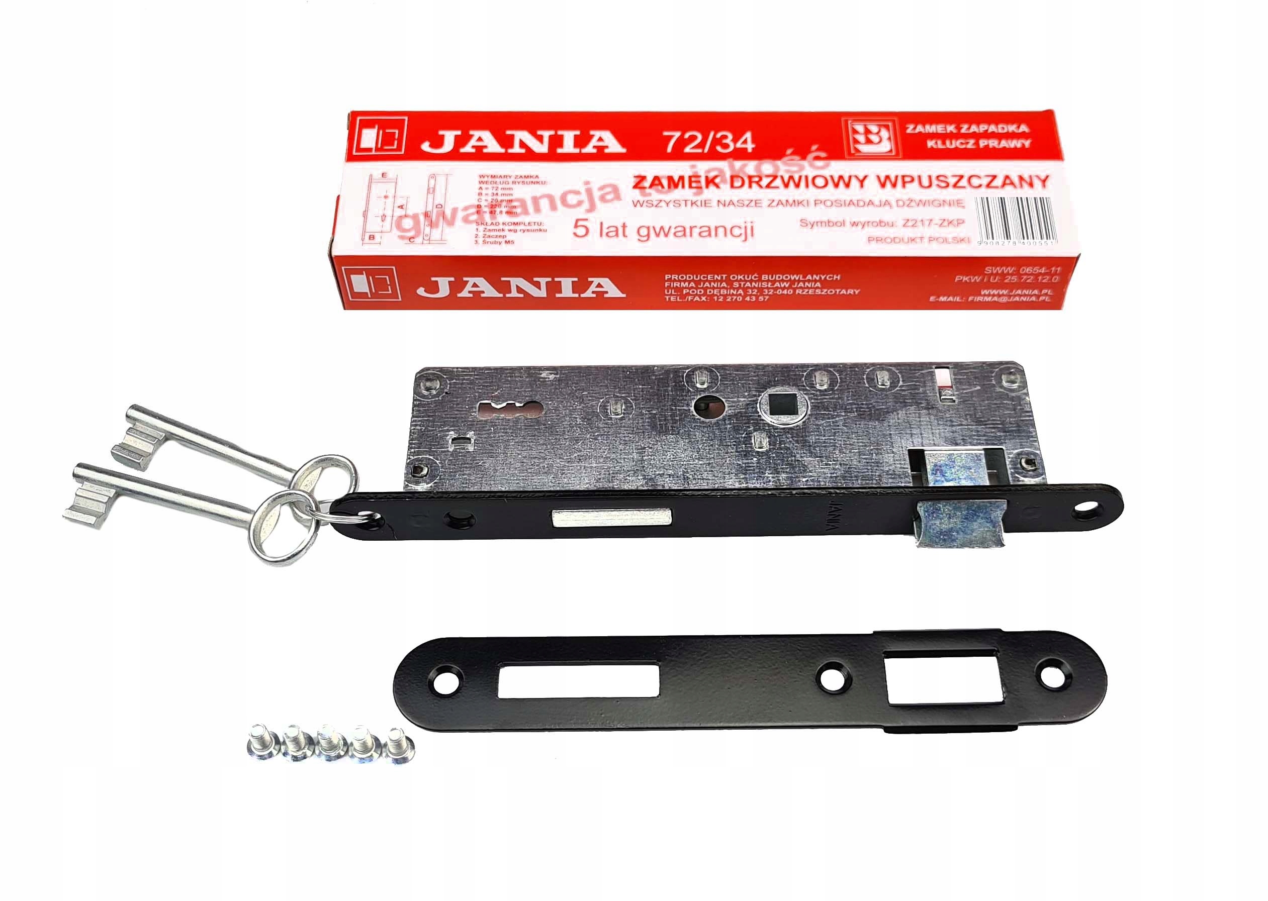 

Zamek Wąski Jania Zapadka Klucz 72/34 (Z217-ZKP) P