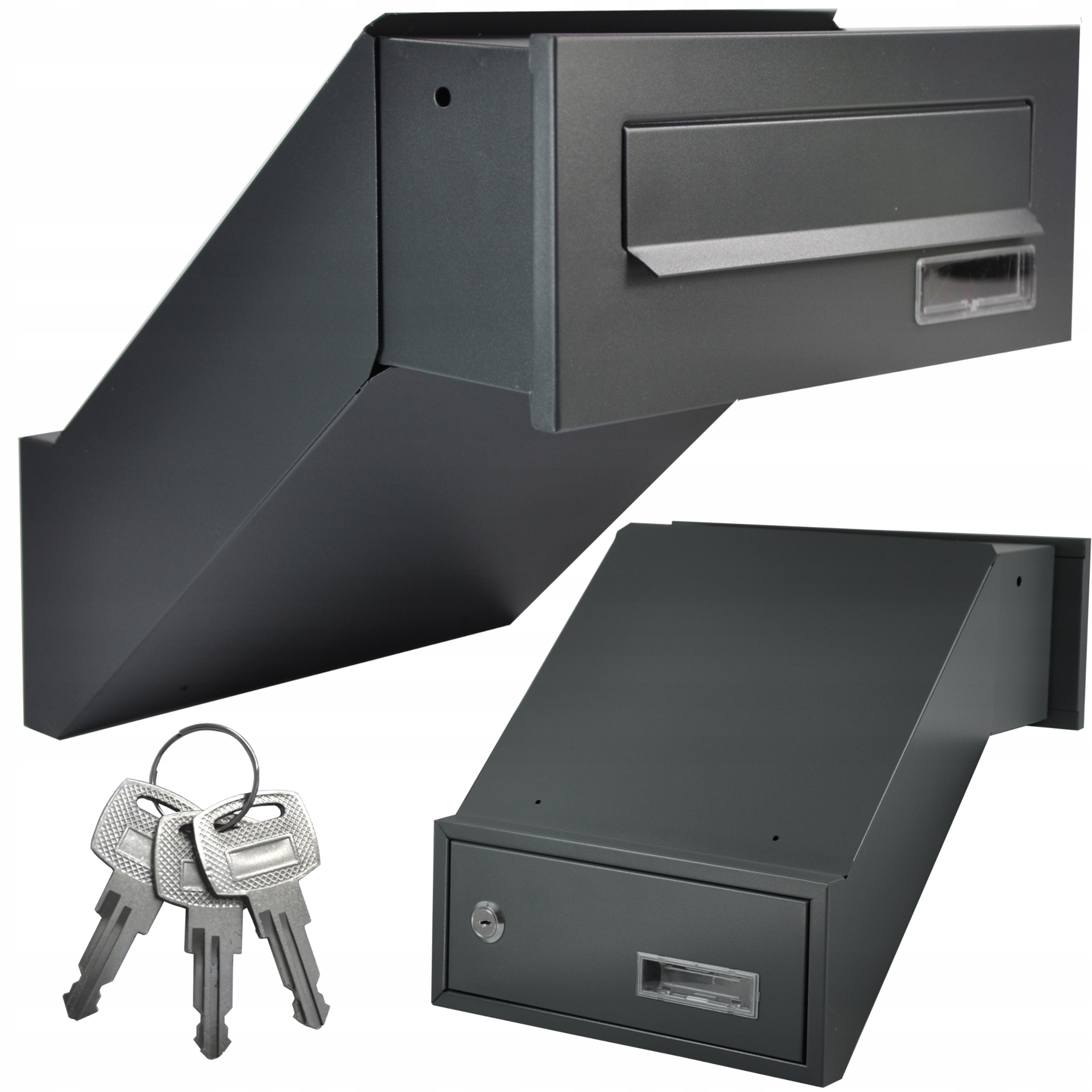 SKRZYNKA NA LISTY PRZELOTOWA DO WMUROWANIA 26-42 cm REGULOWANA ANTRACYT MAT