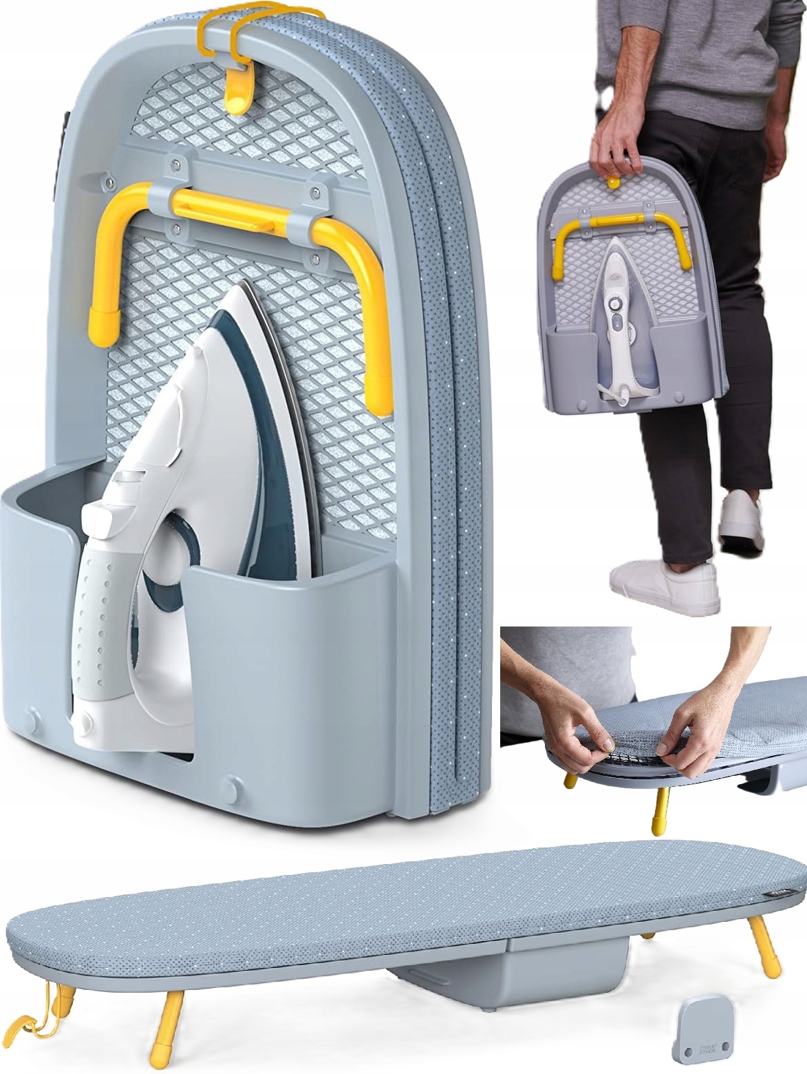 Deska do prasowania zajmująca mało miejsca składana na pół mocowana Joseph