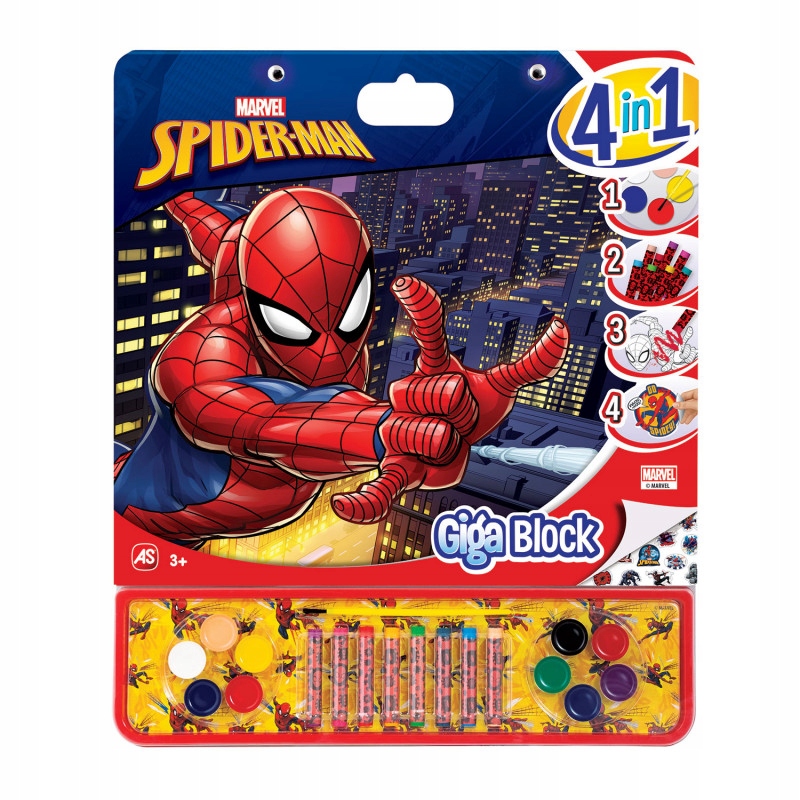 

Giga Blok 4w1 Kolorowanka Spiderman, kredki, farby