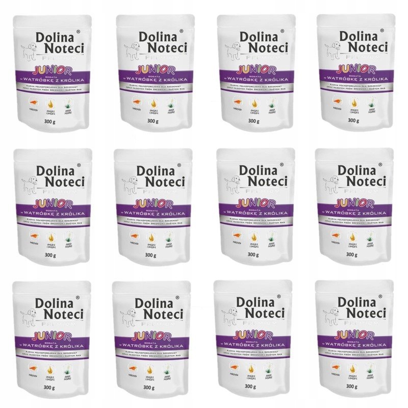 Levně Dolina Noteci Junior Vlhké Krmivo pro štěňata 12x300g Játra z králíka